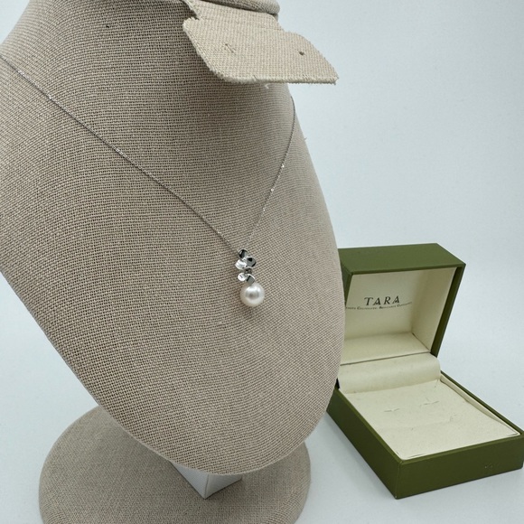 tara Jewelry - Tara Cultured Pearl and Diamond Pendant Necklace on 14k White Gold Chain